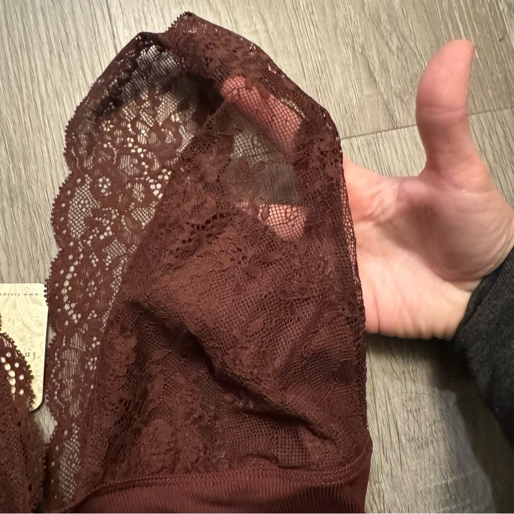 NWT Intimately FREE PEOPLE Power Play Cami Top Bittersweet Cocoa Brown Lace - Picture 8 of 12